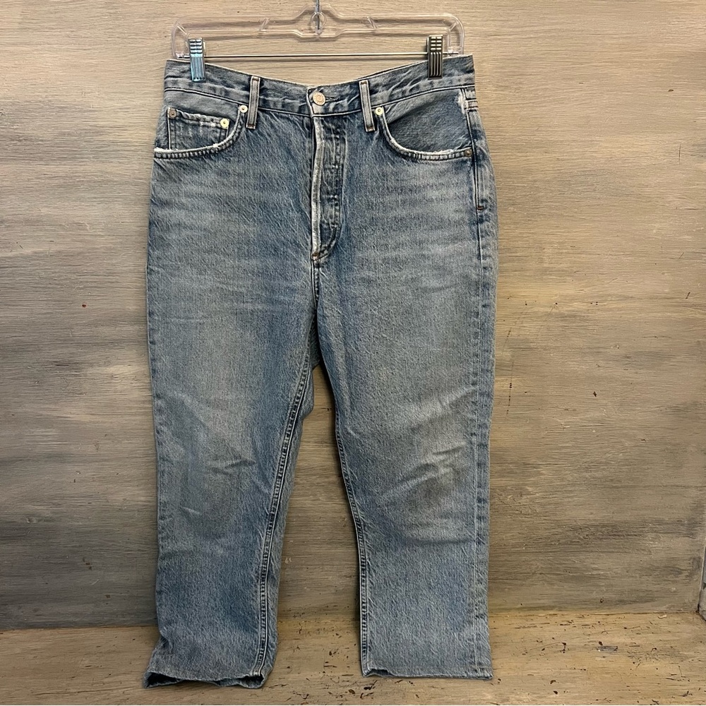 AGOLDE Los Angeles High Rise Button Fly Light Wash Jeans 30x22 Good Condition